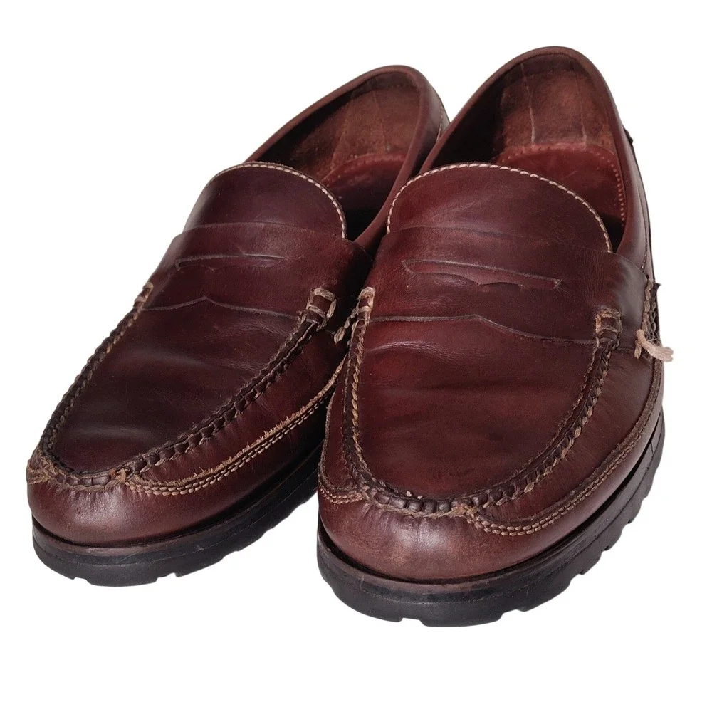 Cole Haan Country Mens Brown Leather Lug Sole Penny Loafers 10.5 D - Imperfect